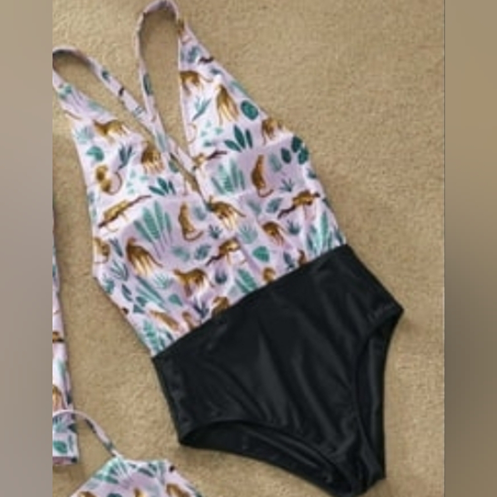 PATPAT BNWT Pink and Black Animal Print Swimsuit LARGE